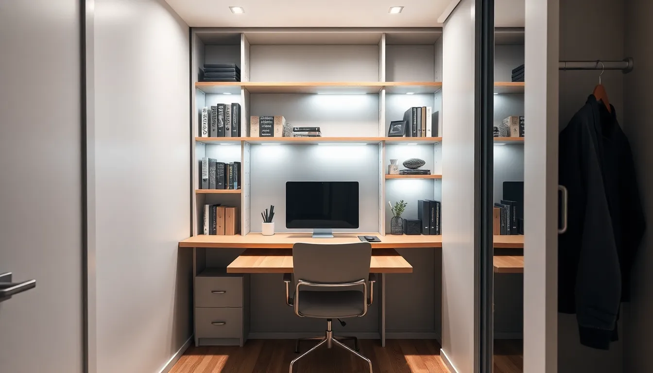 25 Clever Cloffice Ideas to Transform Your Closet Into a Dream Home Office 4 25 Clever Cloffice Ideas to Transform Your Closet Into a Dream Home Office 3