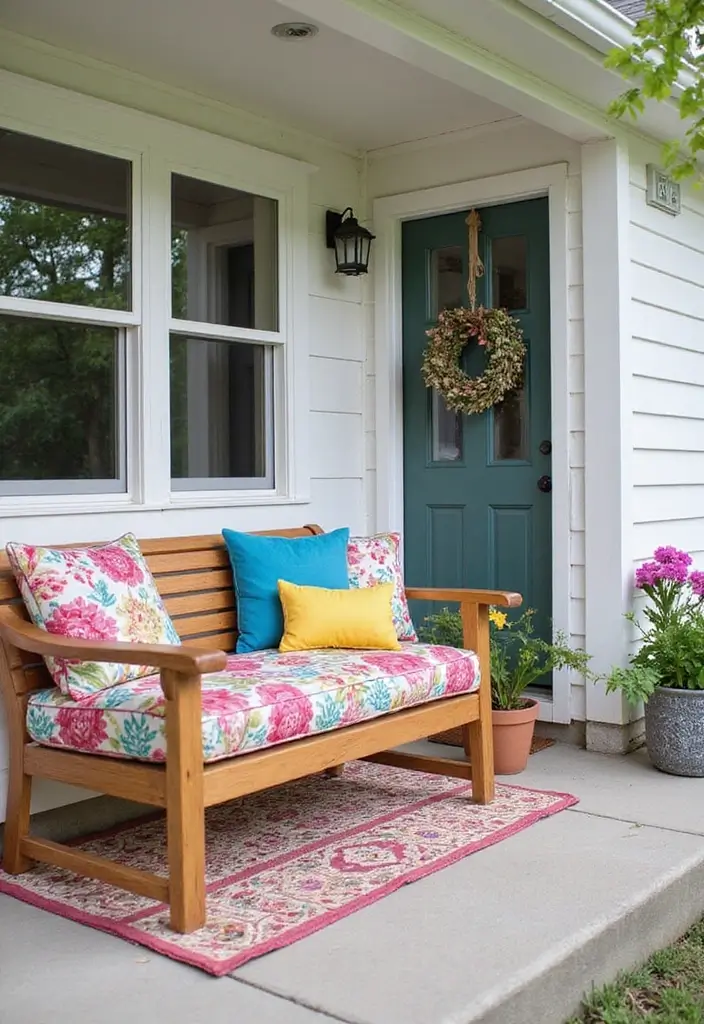 30 Small Front Porch Ideas That Maximize Every Inch 12 30 Small Front Porch Ideas That Maximize Every Inch - 12. DIY Outdoor Cushions