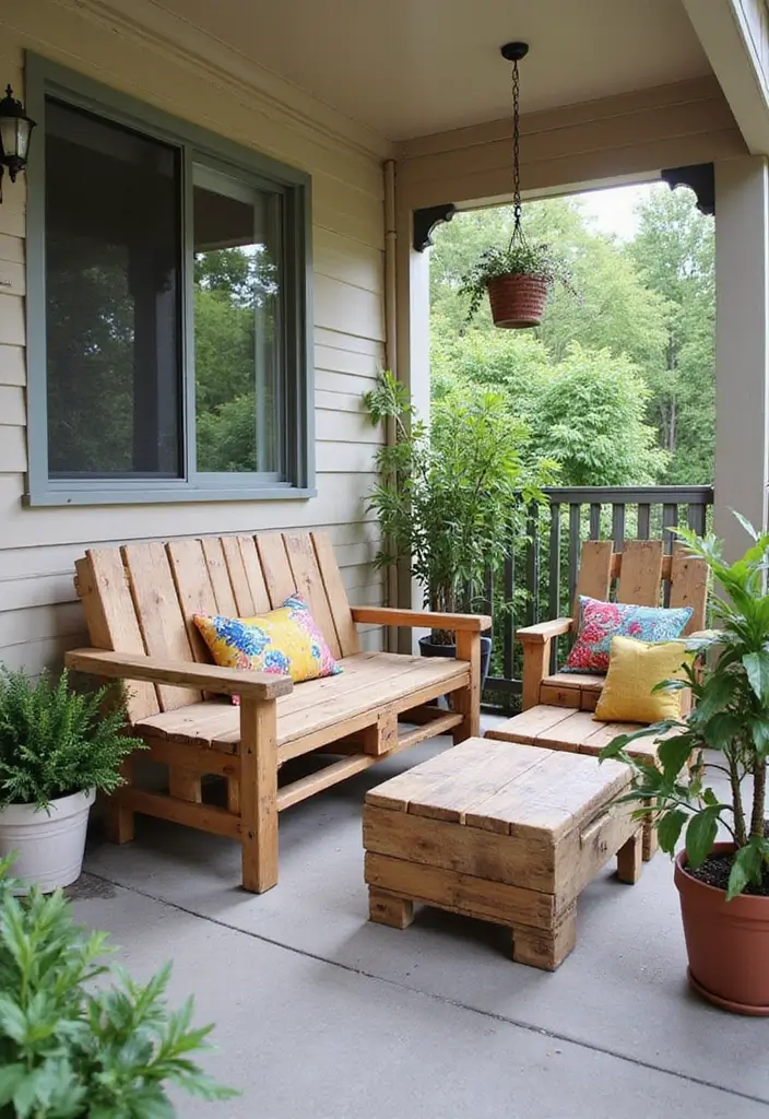 30 Small Front Porch Ideas That Maximize Every Inch 14 30 Small Front Porch Ideas That Maximize Every Inch - 14. DIY Pallet Furniture