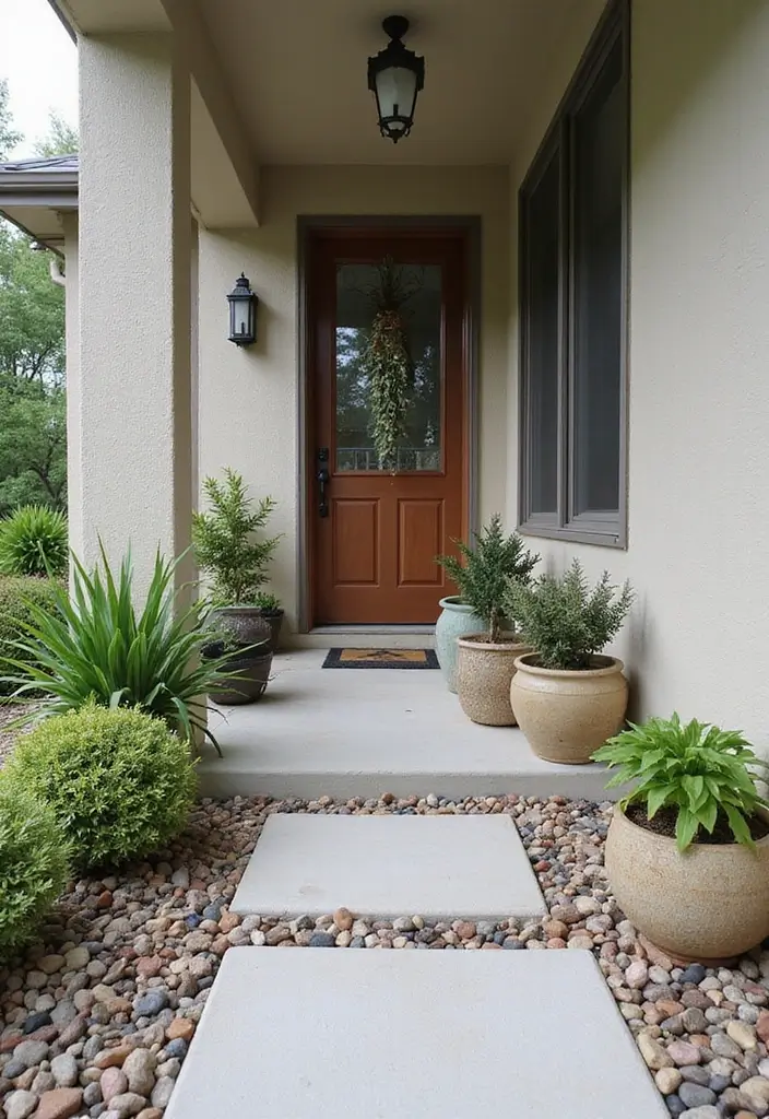 30 Small Front Porch Ideas That Maximize Every Inch 22 30 Small Front Porch Ideas That Maximize Every Inch - 22. Rocks and Pebbles