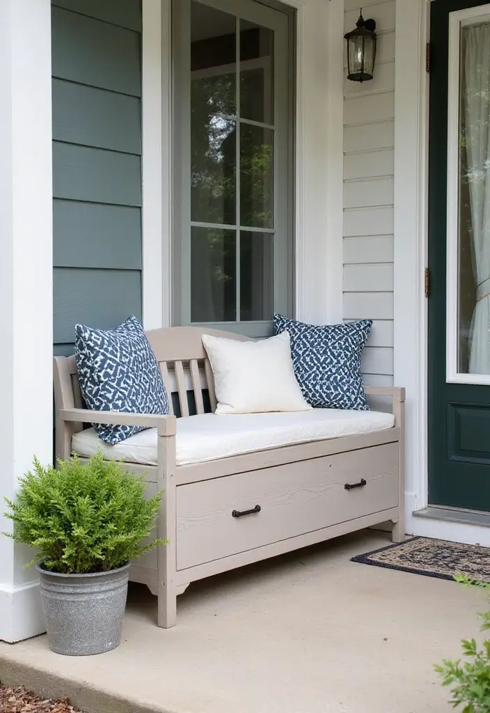 30 Small Front Porch Ideas That Maximize Every Inch 23 30 Small Front Porch Ideas That Maximize Every Inch - 23. Outdoor Storage Box