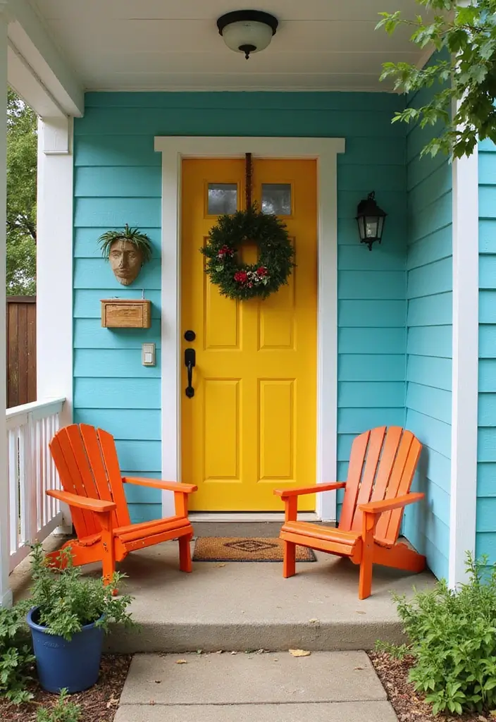 30 Small Front Porch Ideas That Maximize Every Inch 25 30 Small Front Porch Ideas That Maximize Every Inch - 25. Brightly Colored Furniture