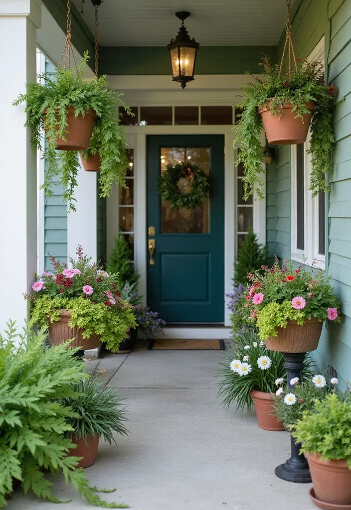 30 Small Front Porch Ideas That Maximize Every Inch 4 30 Small Front Porch Ideas That Maximize Every Inch - 4. Hanging Planters