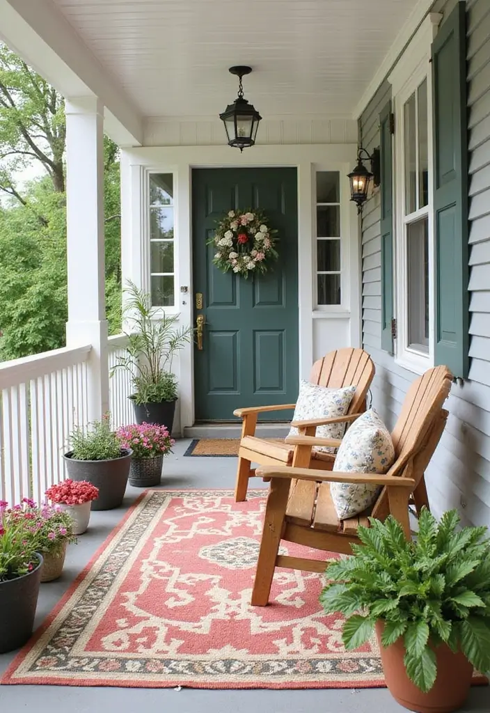 30 Small Front Porch Ideas That Maximize Every Inch 8 30 Small Front Porch Ideas That Maximize Every Inch - 8. Stylish Outdoor Rug