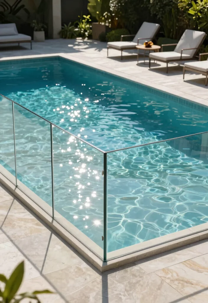10 Above Ground Pool Fence Ideas for a Clean Finished Look 1. Sleek Glass Fencing 0