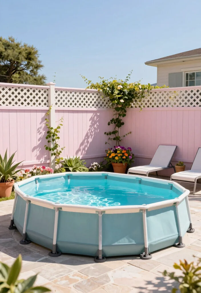 10 Above Ground Pool Fence Ideas for a Clean Finished Look 2. Lattice Wood Fencing 0