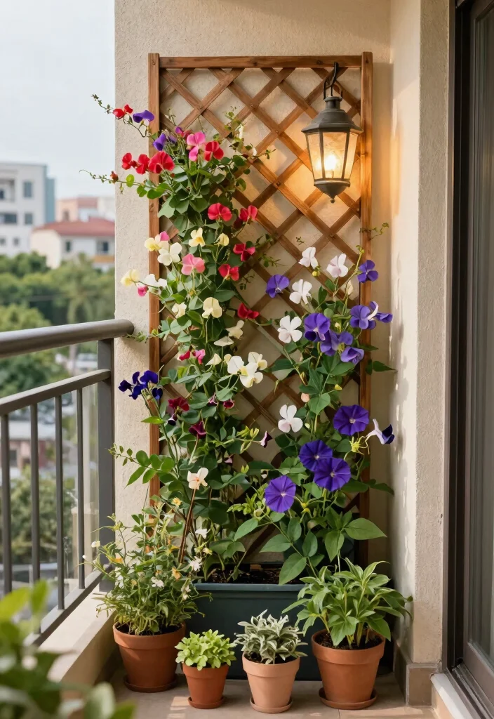 10 Balcony Vertical Garden Ideas for Apartment Living 34 10 Balcony Vertical Garden Ideas for Apartment Living - 4. Vertical Trellis Garden 1