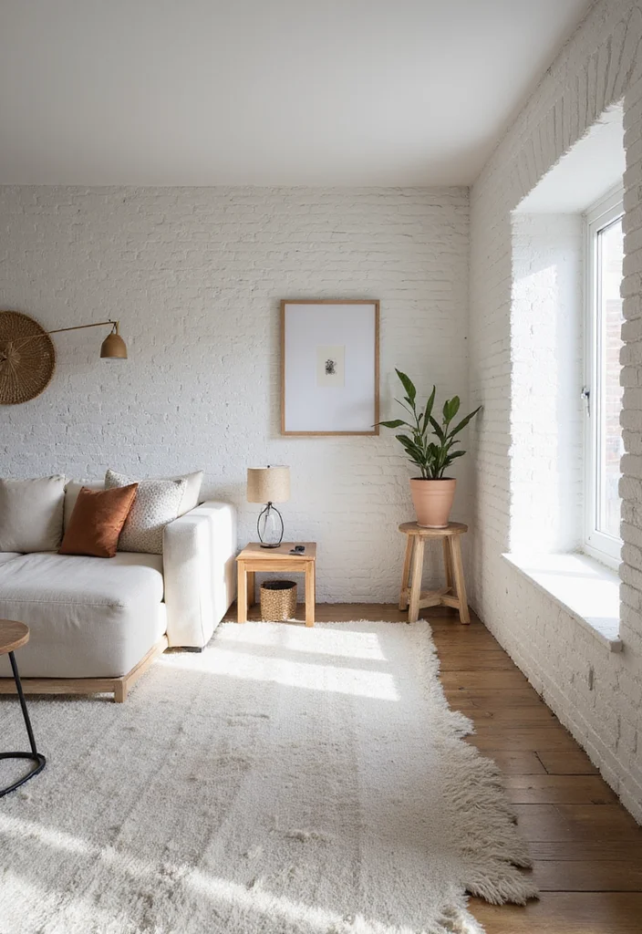 10 Basement Brick Wall Ideas for Rustic Textured Warmth 12 10 Basement Brick Wall Ideas for Rustic Textured Warmth - 2. Whitewashed Brick for Brightness