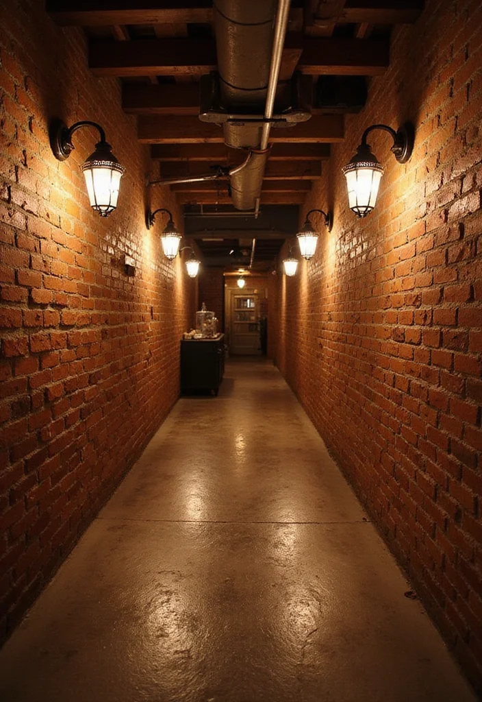 10 Basement Brick Wall Ideas for Rustic Textured Warmth 23 10 Basement Brick Wall Ideas for Rustic Textured Warmth - 3. Rustic Brick with Industrial Light Fixtures