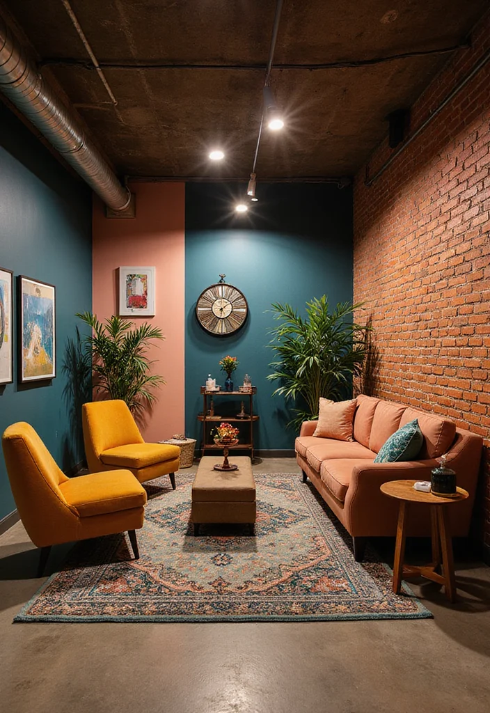 10 Basement Brick Wall Ideas for Rustic Textured Warmth 34 10 Basement Brick Wall Ideas for Rustic Textured Warmth - 4. Painted Brick for a Pop of Color