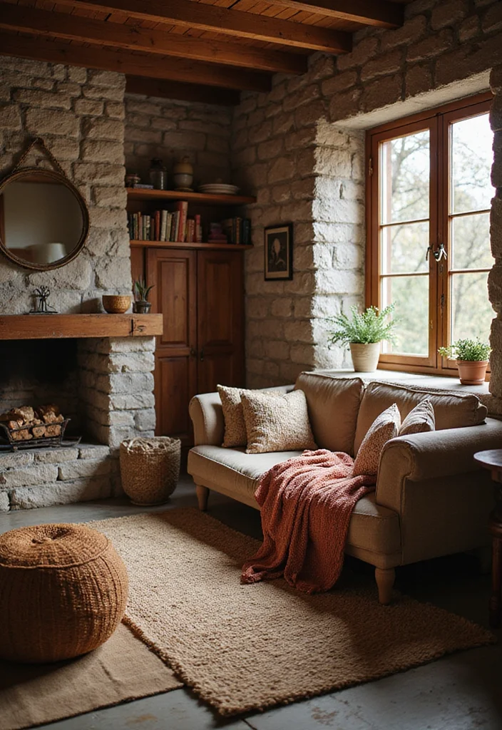 10 Basement Brick Wall Ideas for Rustic Textured Warmth 67 10 Basement Brick Wall Ideas for Rustic Textured Warmth - 7. Layered Textiles for Coziness