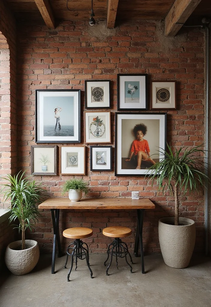 10 Basement Brick Wall Ideas for Rustic Textured Warmth 78 10 Basement Brick Wall Ideas for Rustic Textured Warmth - 8. Art Displays that Reflect Your Style