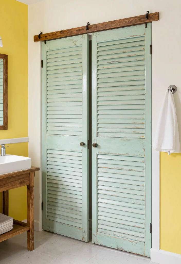 10 Bathroom Sliding Door Ideas for a Sleek Space Saving Look 8 10 Bathroom Sliding Door Ideas for a Sleek Space Saving Look 8. Vintage Shutter Sliding Doors 0