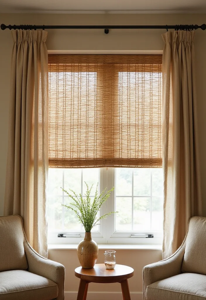 10 Beige Room Curtain Ideas for Warm Neutral Comfort 12 10 Beige Room Curtain Ideas for Warm Neutral Comfort - 2. Bamboo Shades for Natural Warmth