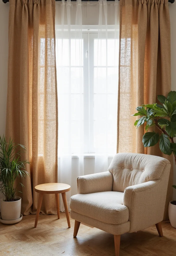 10 Beige Room Curtain Ideas for Warm Neutral Comfort 34 10 Beige Room Curtain Ideas for Warm Neutral Comfort - 4. Soft Hemp Curtains