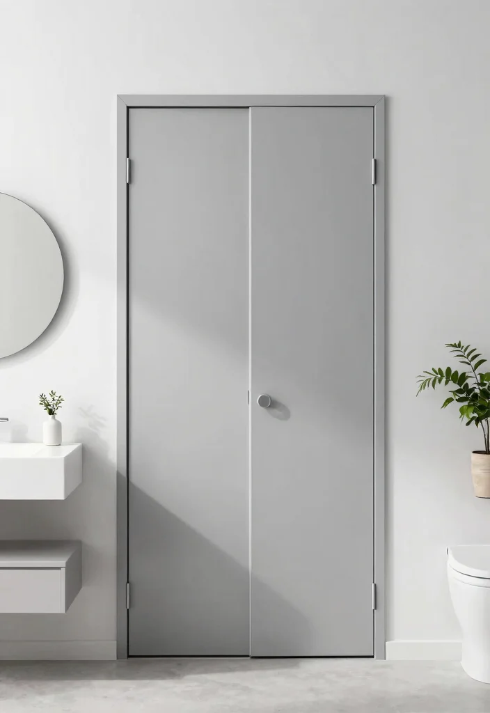 10 Bifold Bathroom Door Ideas for Tight Bathroom Layouts 3. Modern Minimalist Bifold 0