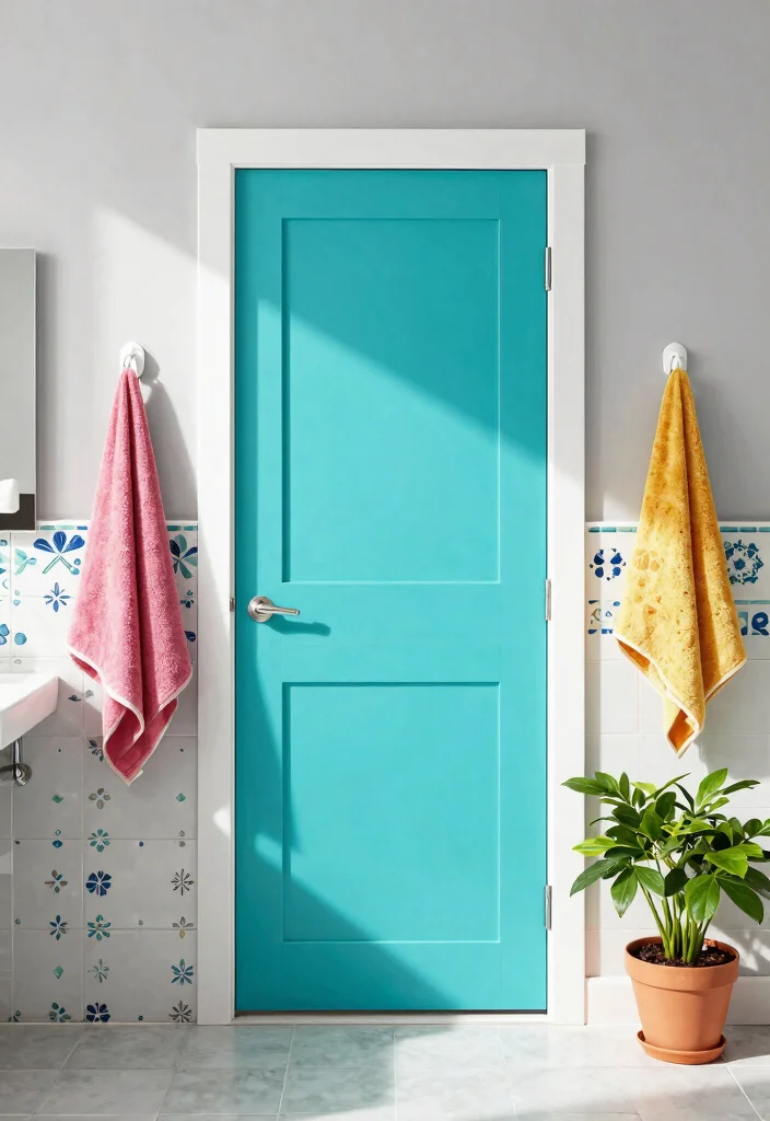 10 Bifold Bathroom Door Ideas for Tight Bathroom Layouts 4. Bold Color Statement 0