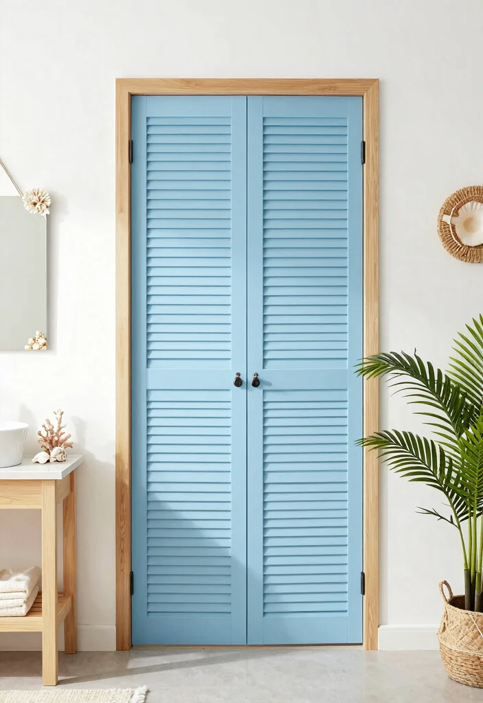 10 Bifold Bathroom Door Ideas for Tight Bathroom Layouts 8. Shutter Style Bifold Doors 0