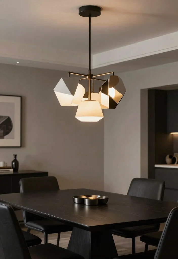 10 Black Dining Table Decor Ideas for a Bold Elegant Look 7. Statement Lighting 0