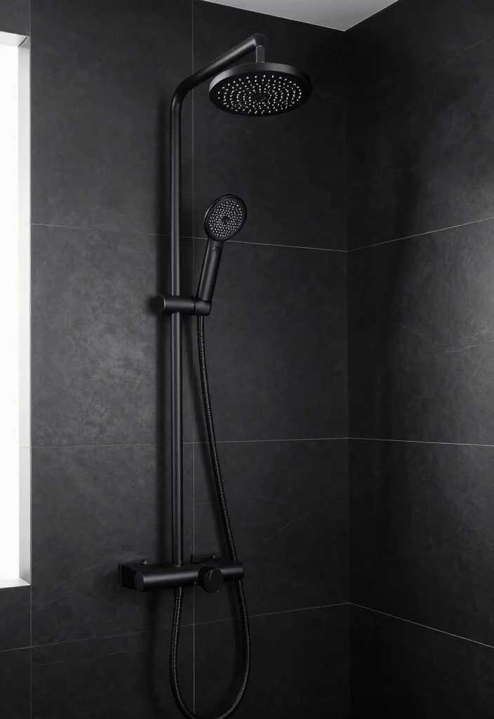 10 Black Tile Shower Ideas for a Bold Contemporary Look 5 10 Black Tile Shower Ideas for a Bold Contemporary Look 5. Statement Shower Fixtures 0