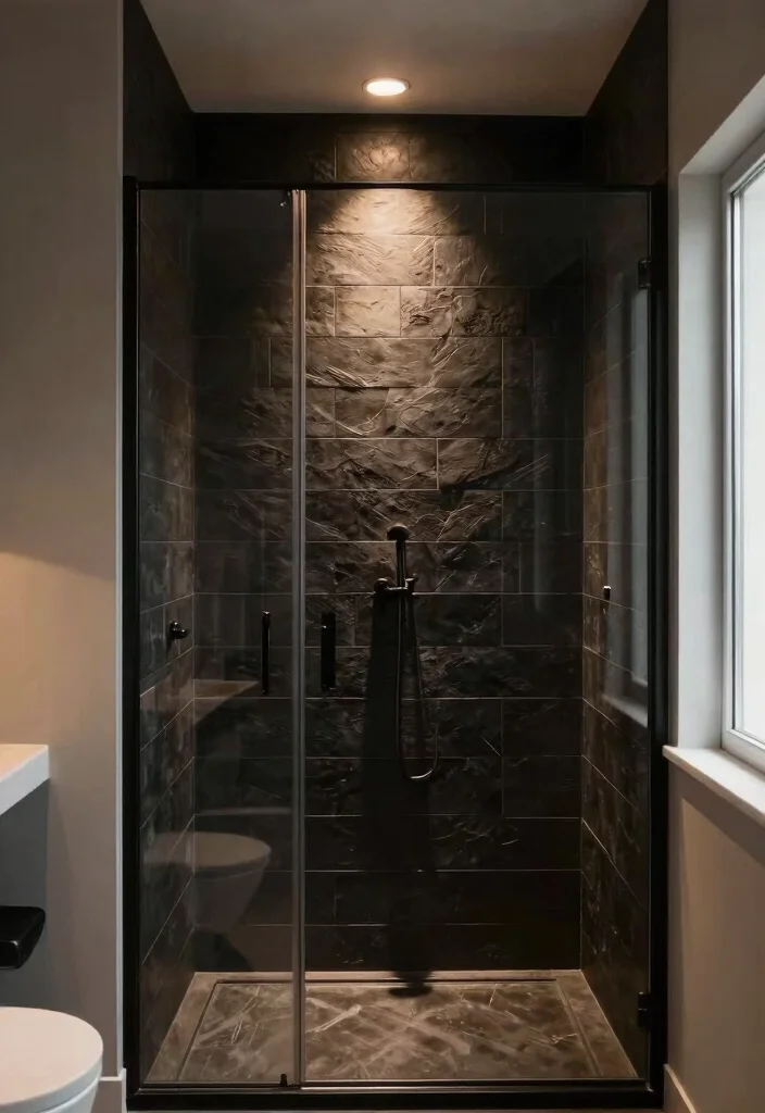 10 Black Tile Shower Ideas for a Bold Contemporary Look 9 10 Black Tile Shower Ideas for a Bold Contemporary Look 9. Clever Lighting Solutions 0