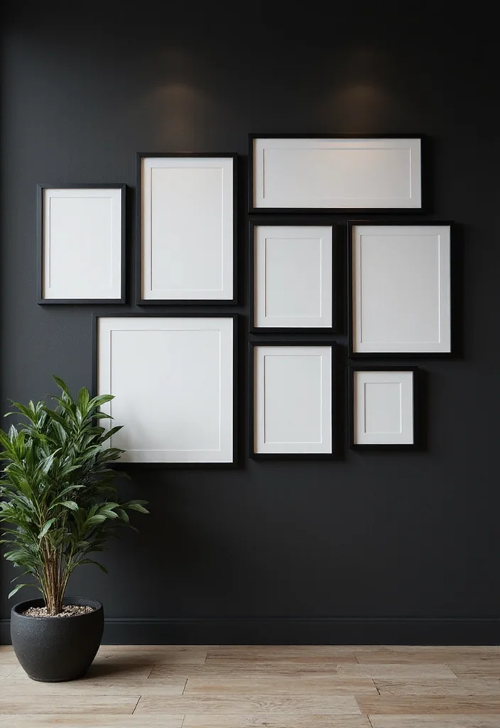 10 Black Wall Decor Ideas for Bold Modern Contrast 23 10 Black Wall Decor Ideas for Bold Modern Contrast - 3. Black and White Art Gallery