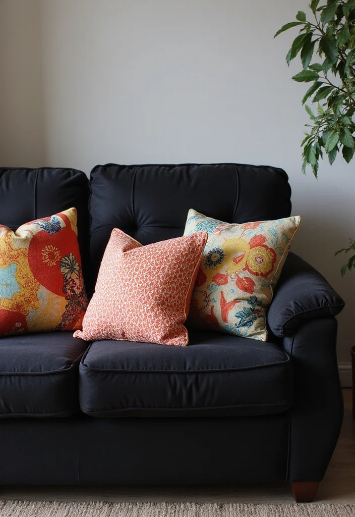 10 Black Wall Decor Ideas for Bold Modern Contrast 89 10 Black Wall Decor Ideas for Bold Modern Contrast - 9. Bold Accent Pillows