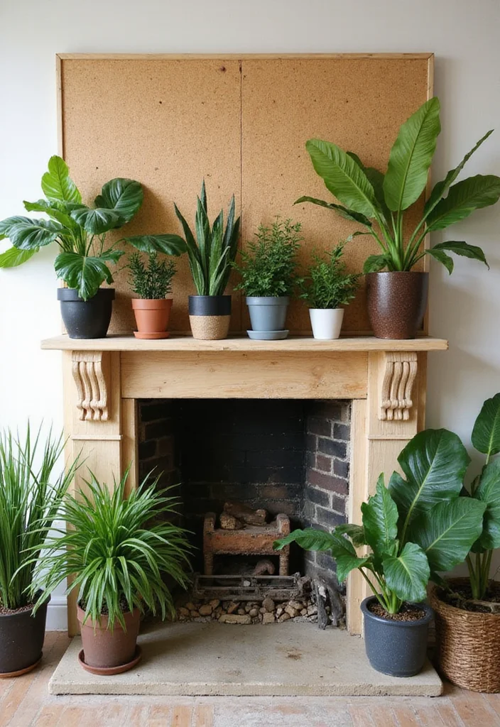 10 Boarded Up Fireplace Ideas for Creative Decorative Covers 34 10 Boarded Up Fireplace Ideas for Creative Decorative Covers - 4. Indoor Plant Display