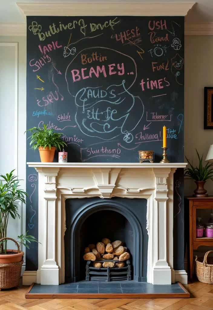 10 Boarded Up Fireplace Ideas for Creative Decorative Covers 56 10 Boarded Up Fireplace Ideas for Creative Decorative Covers - 6. Chalkboard Paint Cover