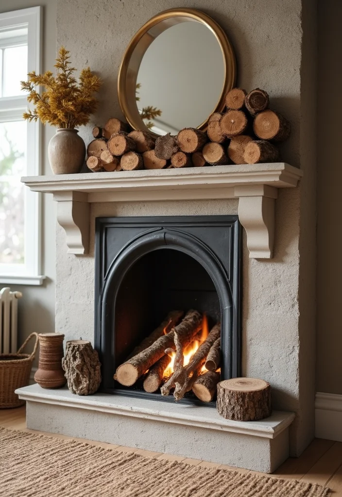 10 Cheap Fireplace Ideas for Easy Budget Updates 34 10 Cheap Fireplace Ideas for Easy Budget Updates - 4. Use Logs as Decor