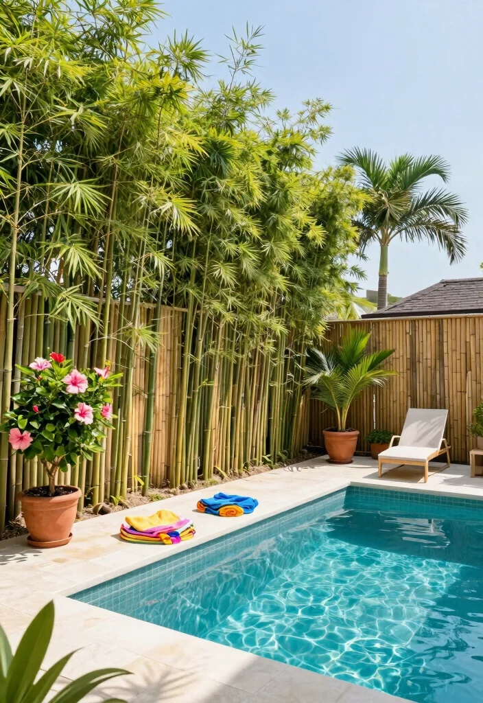 10 Cheap Pool Fence Ideas That Still Look Good 1. Bamboo Fencing 0