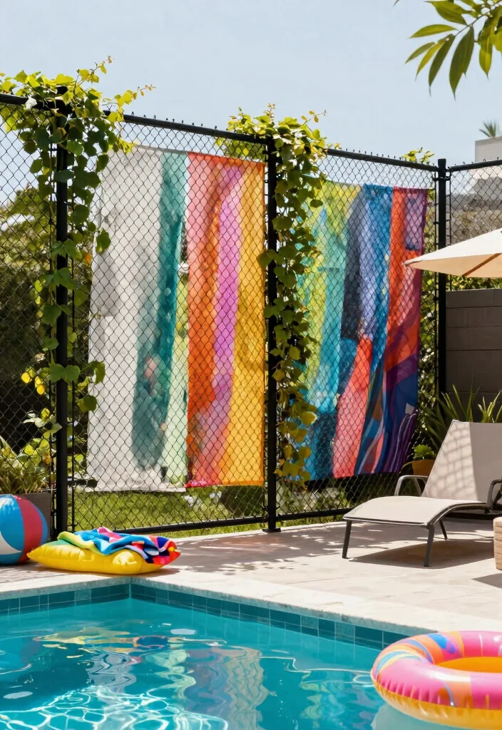 10 Cheap Pool Fence Ideas That Still Look Good 2. Chain Link with a Twist 0