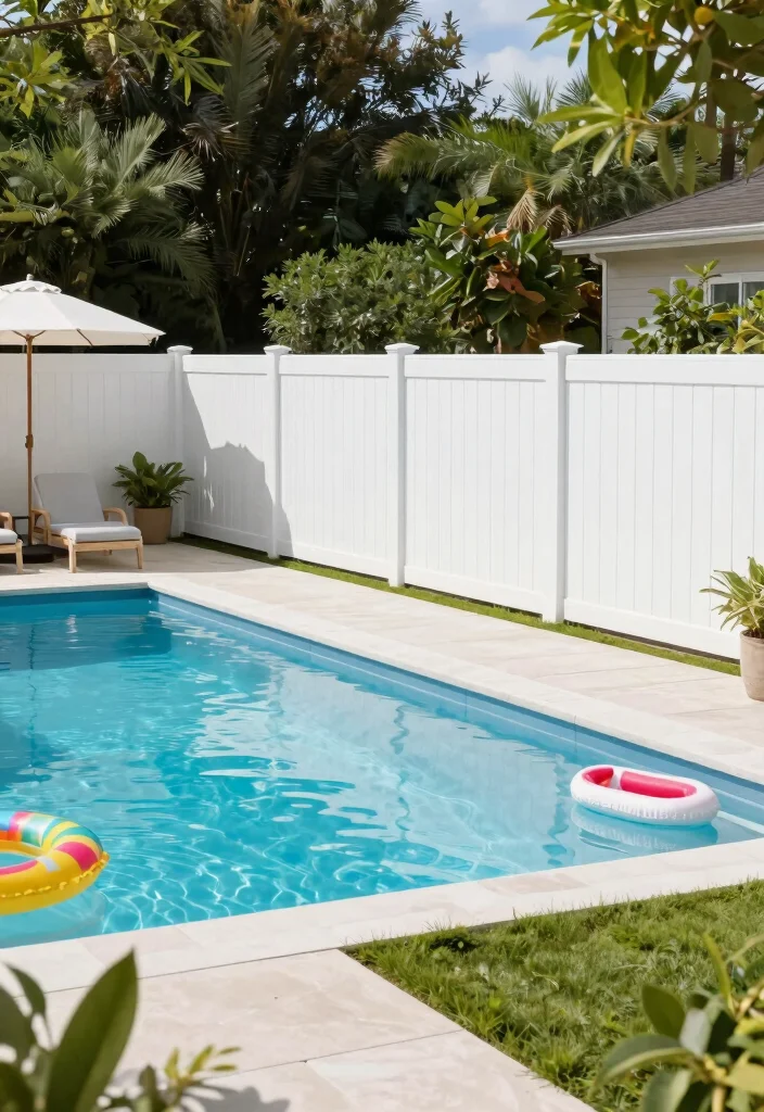 10 Cheap Pool Fence Ideas That Still Look Good 6. Vinyl Fencing 0