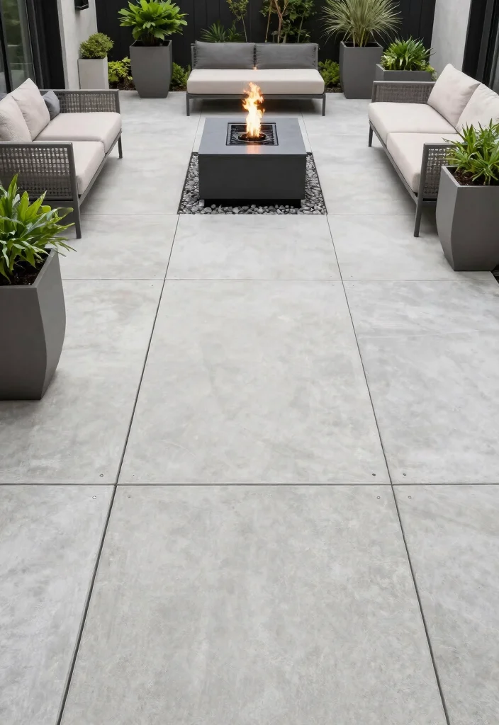 10 Creative 24x24 Paver Patio Ideas for a Balanced Layout 2. Modern Minimalism Using Concrete Pavers 0