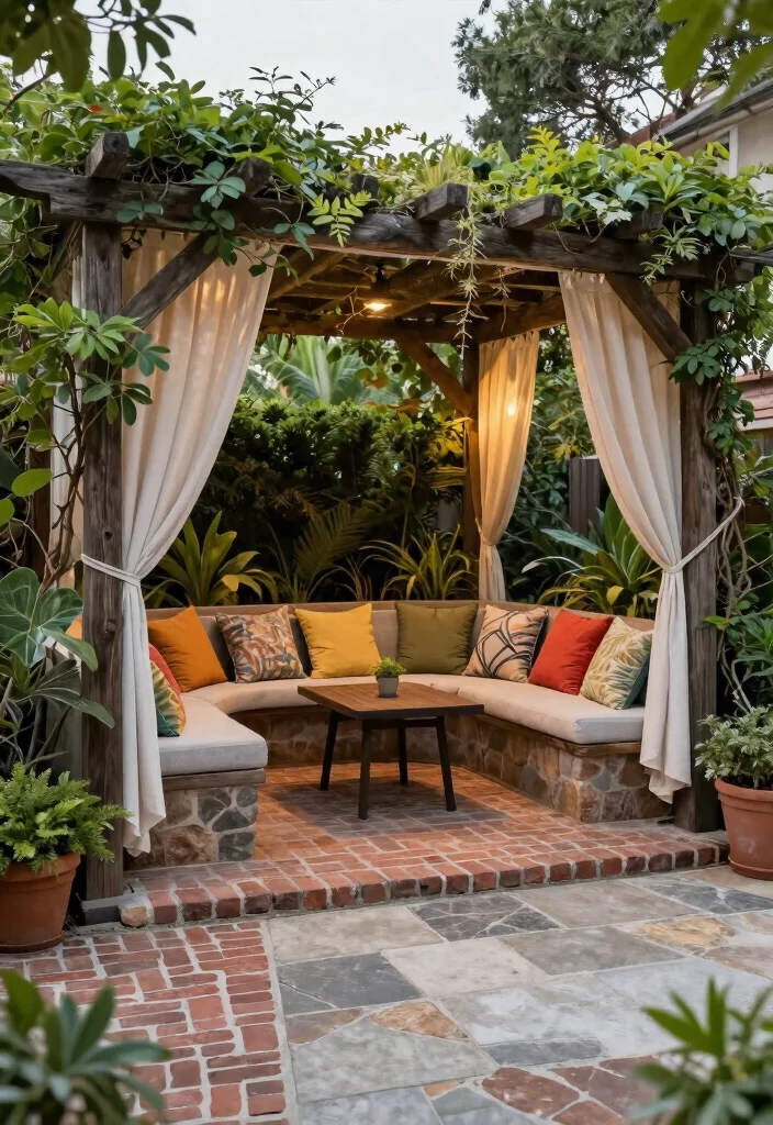 10 Creative 24x24 Paver Patio Ideas for a Balanced Layout 3. Cozy Corner with Mixed Materials 0