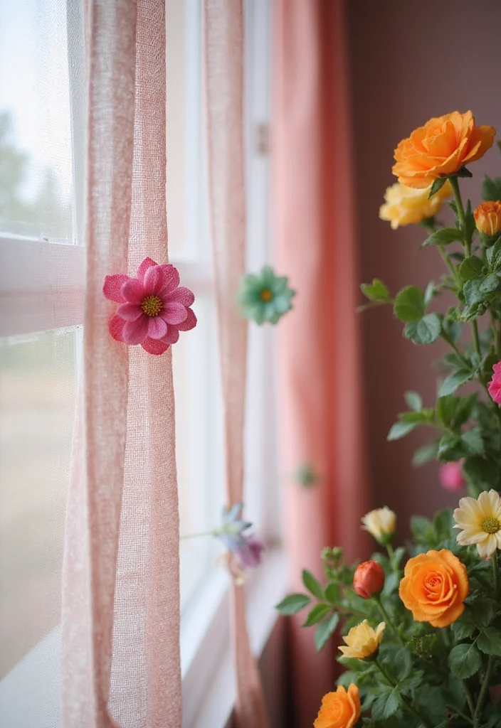 10 Curtain Clips Ideas for Easy Smooth Hanging 100 10 Curtain Clips Ideas for Easy Smooth Hanging - 10. Fabric Flower Clips for a Whimsical Look