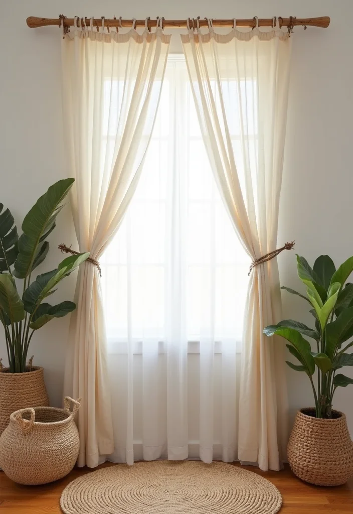 10 Curtain Clips Ideas for Easy Smooth Hanging 34 10 Curtain Clips Ideas for Easy Smooth Hanging - 4. Natural Twigs for Earthy Simplicity