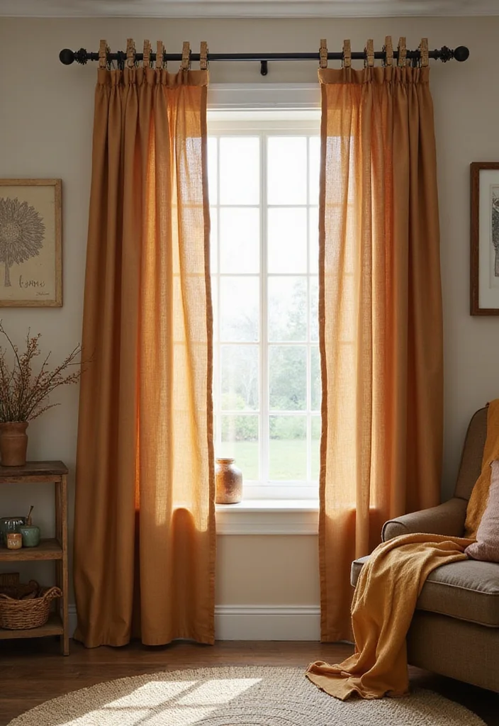 10 Curtain Clips Ideas for Easy Smooth Hanging 67 10 Curtain Clips Ideas for Easy Smooth Hanging - 7. Clothespins for a Farmhouse Feel