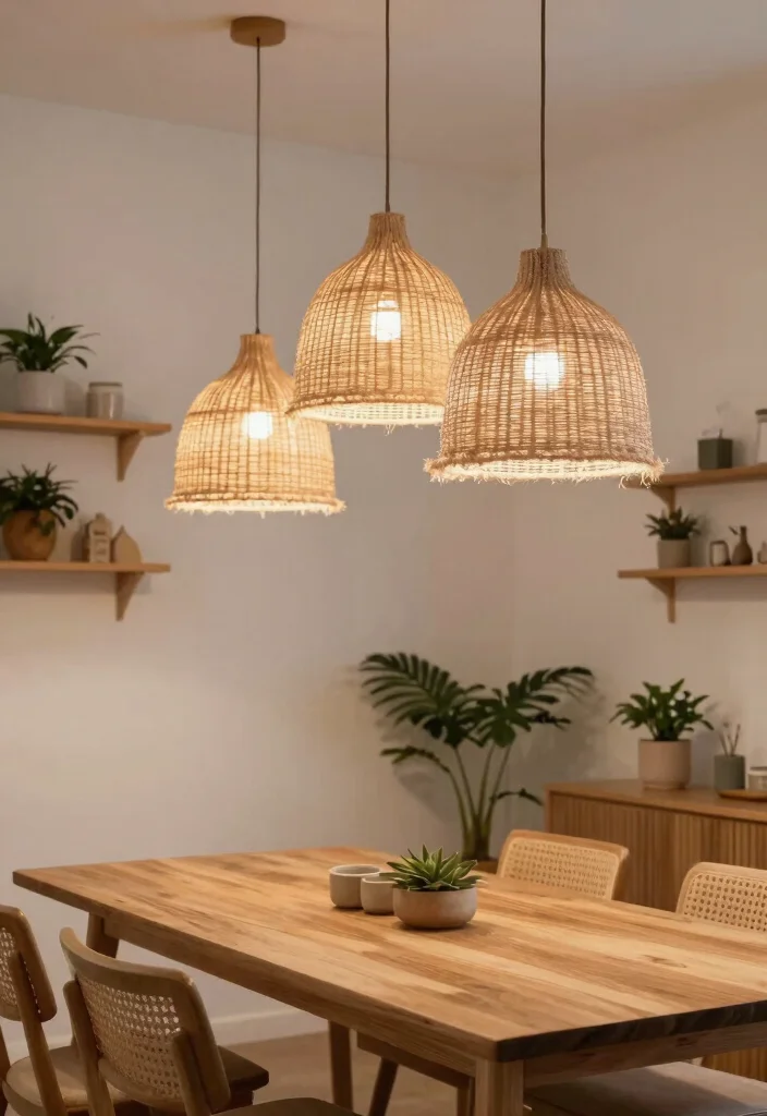 10 Dining Table Lighting Ideas That Set the Right Mood 6 10 Dining Table Lighting Ideas That Set the Right Mood 6. Natural Fiber Shades 0