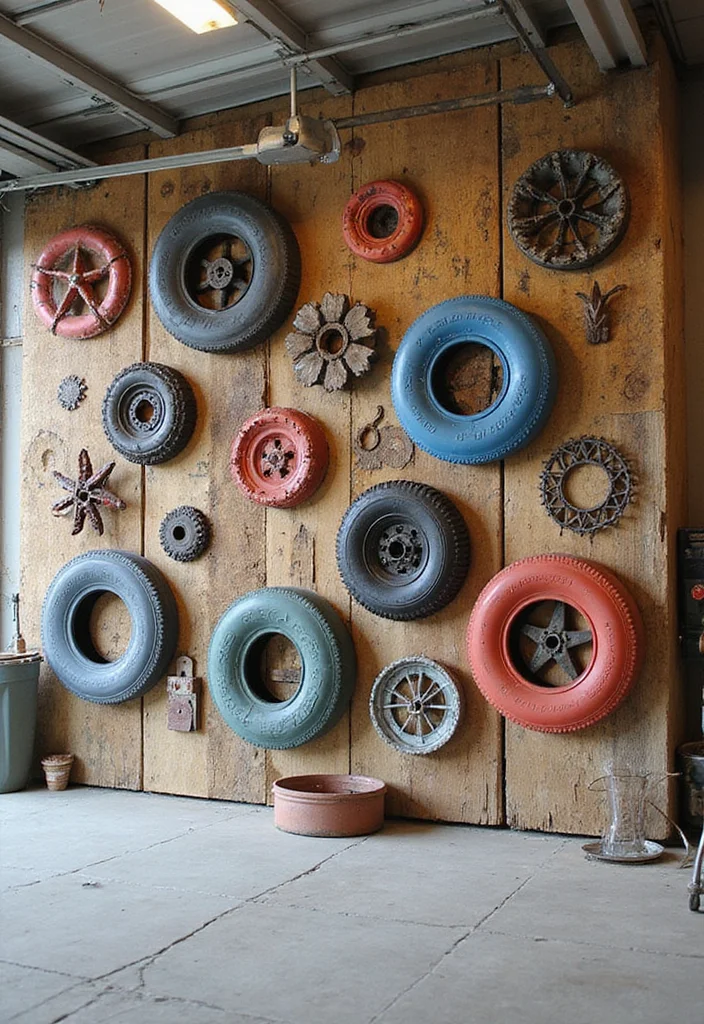 10 Garage Wall Decor Ideas for Organized Practical Style 89 10 Garage Wall Decor Ideas for Organized Practical Style - 9. Art from Upcycled Materials