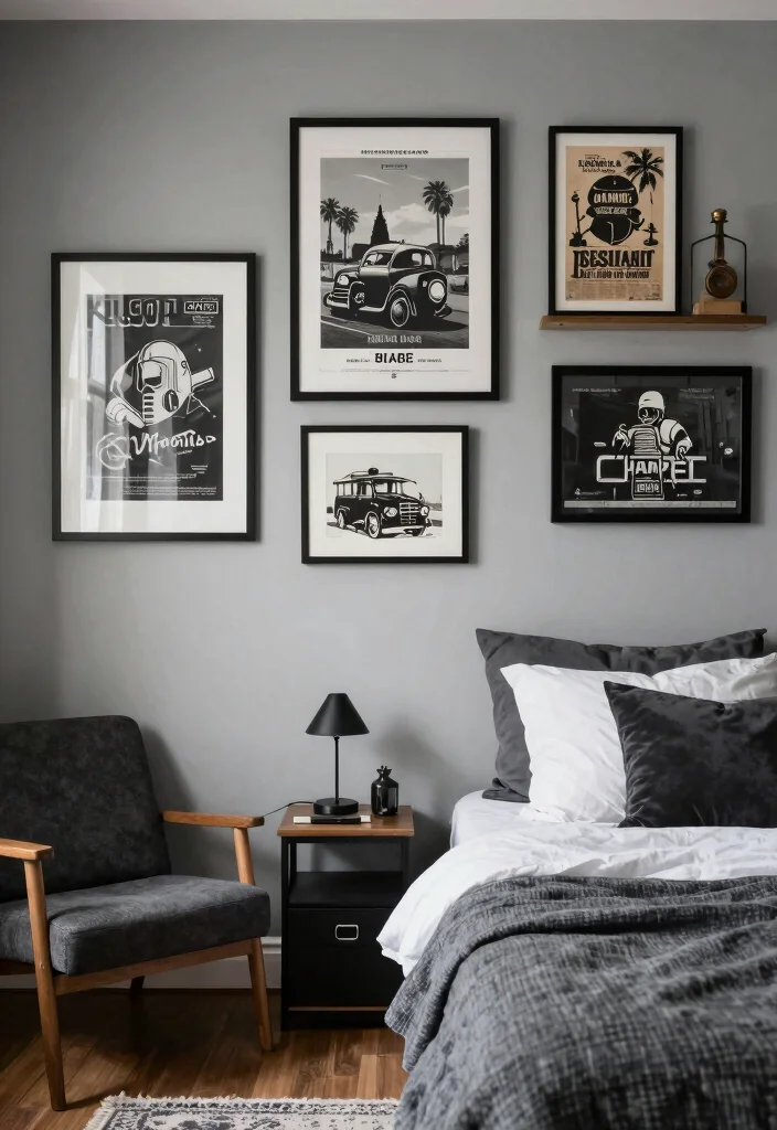 10 Grey Bedroom Ideas for Men That Feel Calm and Masculine 10. Personal Touches with Masculine Decor 0