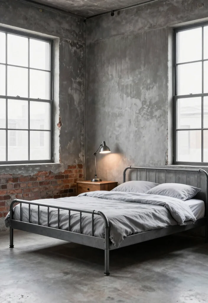 10 Grey Bedroom Ideas for Men That Feel Calm and Masculine 2. Industrial Style with Metal Accents 0