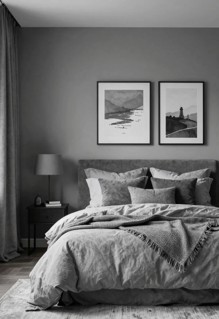 10 Grey Bedroom Ideas for Men That Feel Calm and Masculine 4. Monochromatic Grey Palette 0
