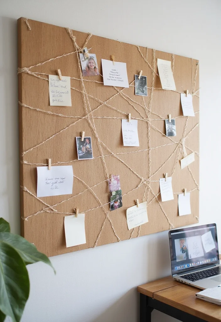 10 Home Office Bulletin Board Ideas for Organized Displays 56 10 Home Office Bulletin Board Ideas for Organized Displays - 6. String Art and Notes