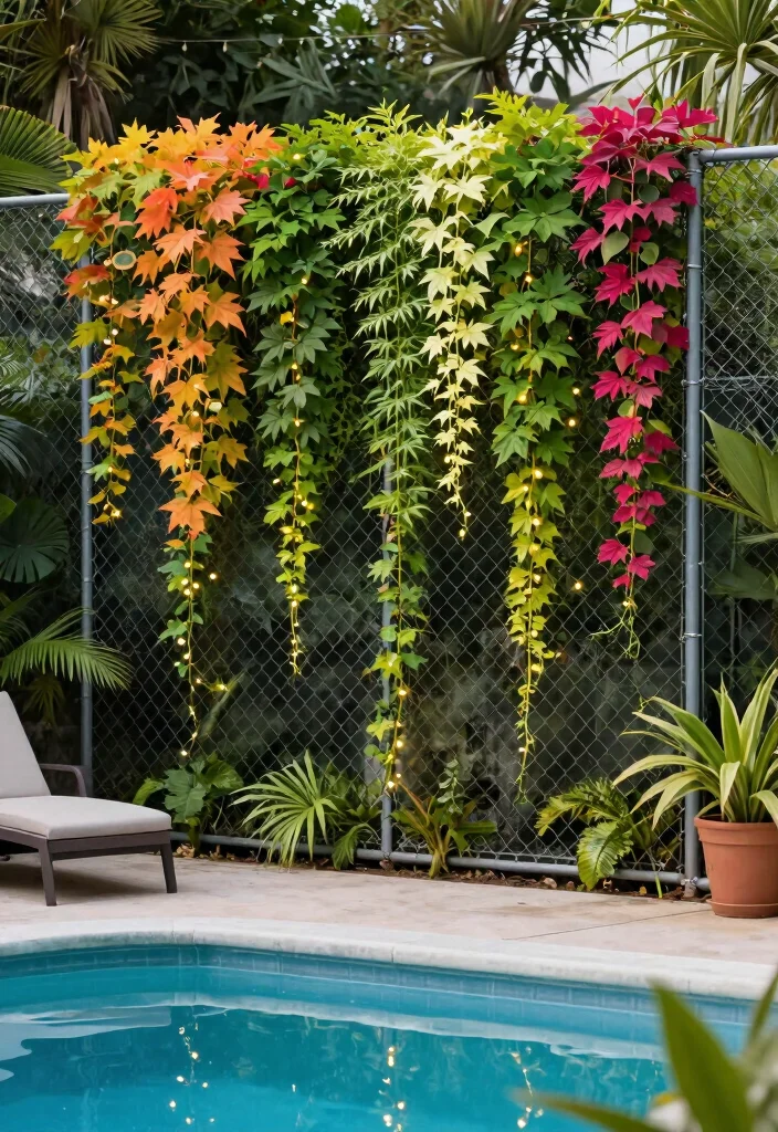 10 Inground Pool Fence Ideas That Blend with Landscaping 6. Chain Link with Greenery 0