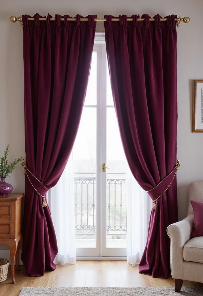 10 Purple Bedroom Curtain Ideas for Soft Moody Charm 12 10 Purple Bedroom Curtain Ideas for Soft Moody Charm - 2. Rich Plum Velvet Drapes