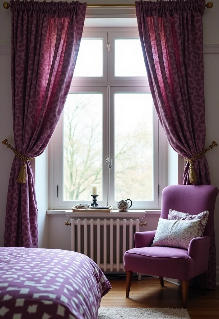10 Purple Bedroom Curtain Ideas for Soft Moody Charm 56 10 Purple Bedroom Curtain Ideas for Soft Moody Charm - 6. Geometric Prints