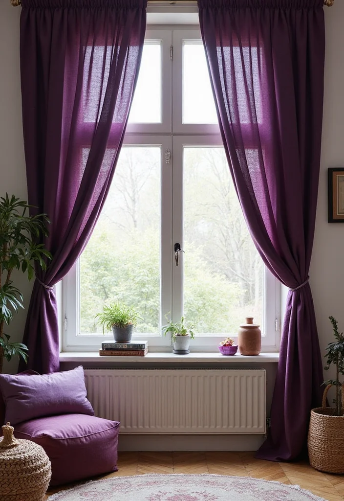 10 Purple Bedroom Curtain Ideas for Soft Moody Charm 67 10 Purple Bedroom Curtain Ideas for Soft Moody Charm - 7. Layered Textures