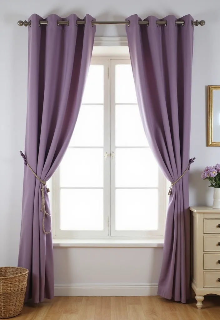 10 Purple Bedroom Curtain Ideas for Soft Moody Charm 78 10 Purple Bedroom Curtain Ideas for Soft Moody Charm - 8. Simple Tie-Backs