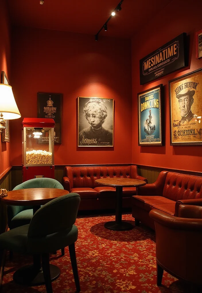 10 Retro Basement Ideas for Playful Vintage Character 12 10 Retro Basement Ideas for Playful Vintage Character - 2. Vintage Movie Lounge